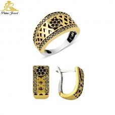 Gümüş Otantik Taşlı Set